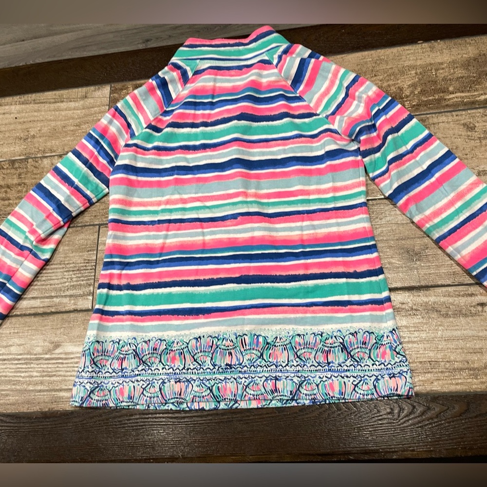 LILLY PULITZER Captain Popover Sandy Shell Stripe Button Front Pullover Size M - Picture 3 of 8